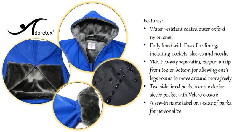 Adoretex Unisex Adults & Youth Faux Fur Lining Swim Parka (PK003) - Black - Adult - Small - Image 4